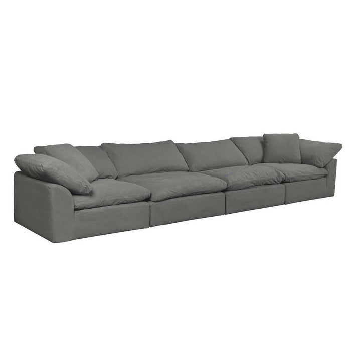 Sunset Trading Cloud Puff 4 Piece 176" Wide Slipcovered Modular Sectional Sofa | Stain Resistant Performance Fabric | Gray SU-1458-94-2C-2A
