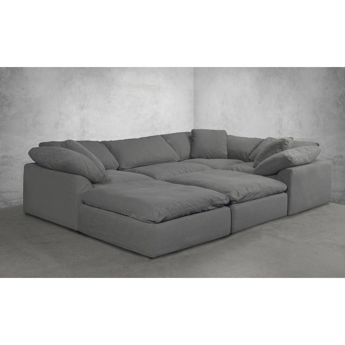 Sunset Trading Cloud Puff 4 Piece 132" Wide Slipcovered Modular L Shaped Sectional Sofa | Stain Resistant Performance Fabric | Gray SU-1458-94-3C-1A