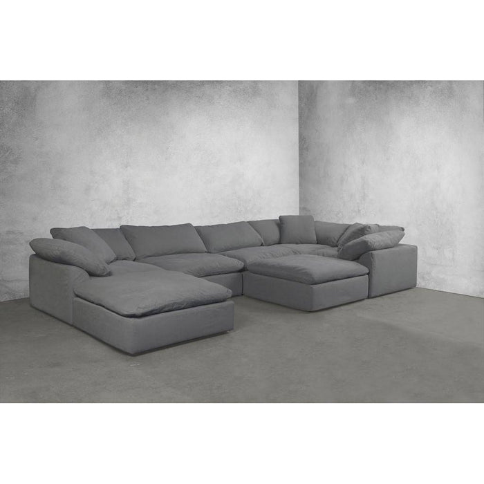 Sunset Trading Cloud Puff 7 Piece 176" Wide Slipcovered Modular Sectional Sofa with Ottomans | Stain Resistant Performance Fabric |  Gray SU-1458-94-3C-2A-2O