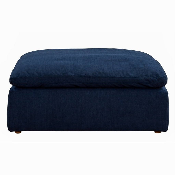Sunset Trading Cloud Puff Slipcovered 44" Square Sectional Modular Ottoman | Stain Resistant Performance Fabric | Navy Blue SU-145830-391049