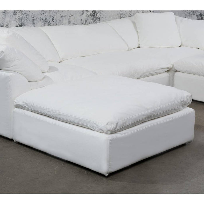 Sunset Trading Cloud Puff Slipcovered 44" Square Sectional Modular Ottoman | Stain Resistant Performance Fabric | White  SU-145830-391081