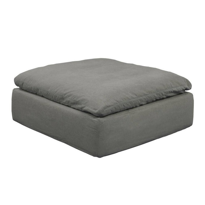 Sunset Trading Cloud Puff Slipcovered 44" Square Sectional Modular Ottoman | Stain Resistant Performance Fabric | Gray  SU-145830-391094