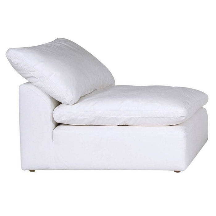 Sunset Trading Cloud Puff Slipcovered 44" Armless Chair | Modular Sofa Sectional | Stain Resistant Performance Fabric | White  SU-145837-391081