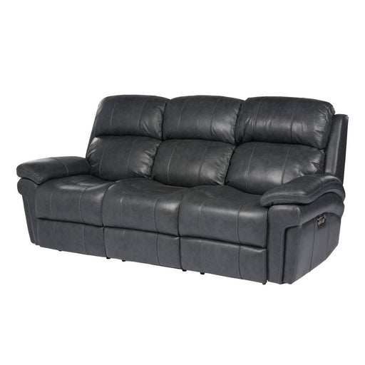 Sunset Trading Luxe Leather Reclining Sofa with Power Headrest | 3 Seater | Dual Recline | USB Ports | Gray SU-9102-94-1394-58