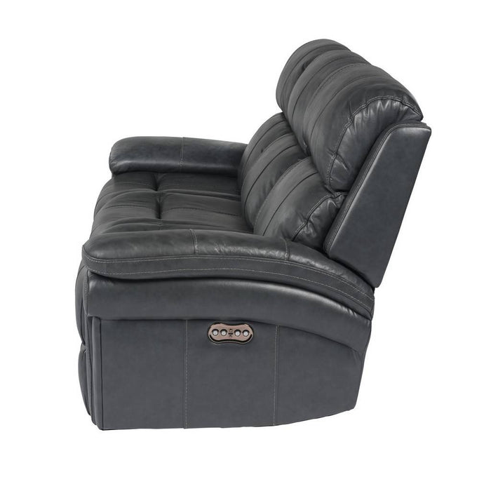 Sunset Trading Luxe Leather Reclining Sofa with Power Headrest | 3 Seater | Dual Recline | USB Ports | Gray SU-9102-94-1394-58