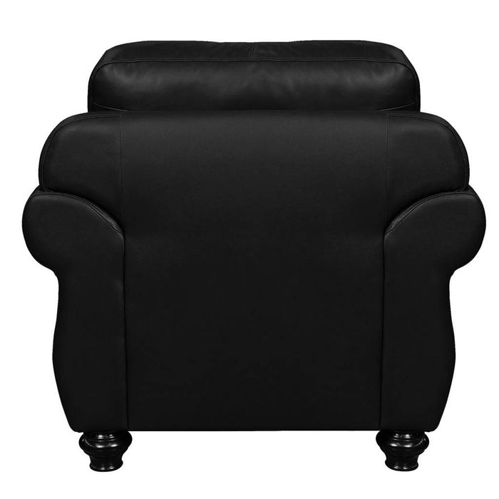 Sunset Trading Charleston 42" Wide Top Grain Leather Armchair | Black Rolled Arm Accent Chair with Nailheads SU-CR2130-80-100LF