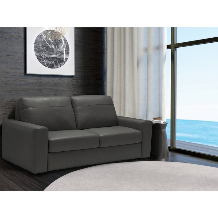 Sunset Trading Divine Leather Sofa Sleeper | Dark Gray | 3 Seater Couch With Full Size Pull Out Mattress SU-D329-371L09-79