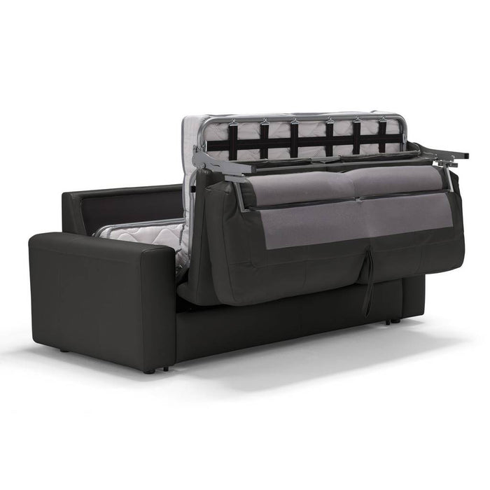Sunset Trading Divine Leather Sofa Sleeper | Dark Gray | 3 Seater Couch With Full Size Pull Out Mattress SU-D329-371L09-79