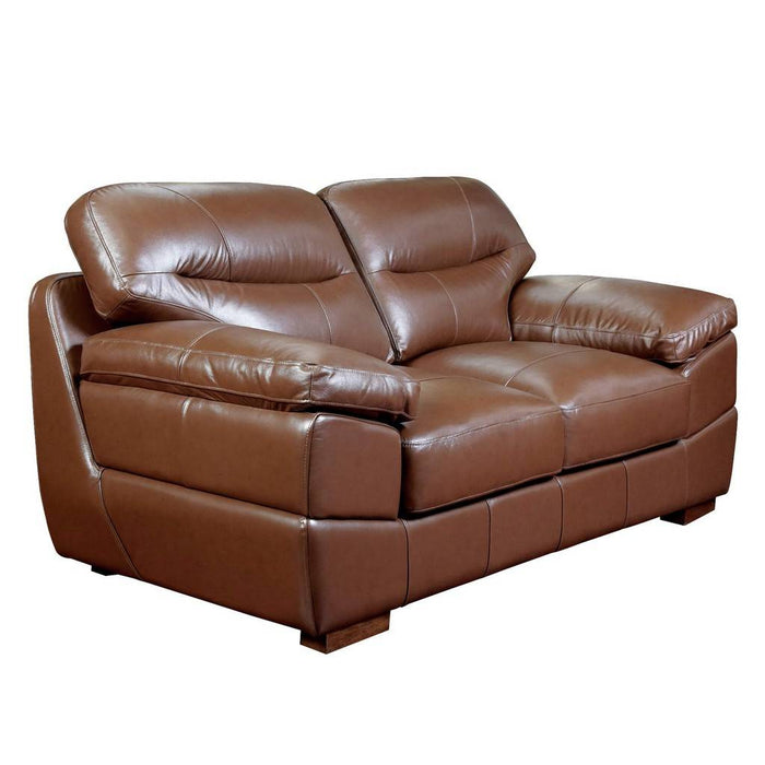 Sunset Trading Jayson 73" Wide Top Grain Leather Loveseat | Chestnut Brown SU-JH86-200SP