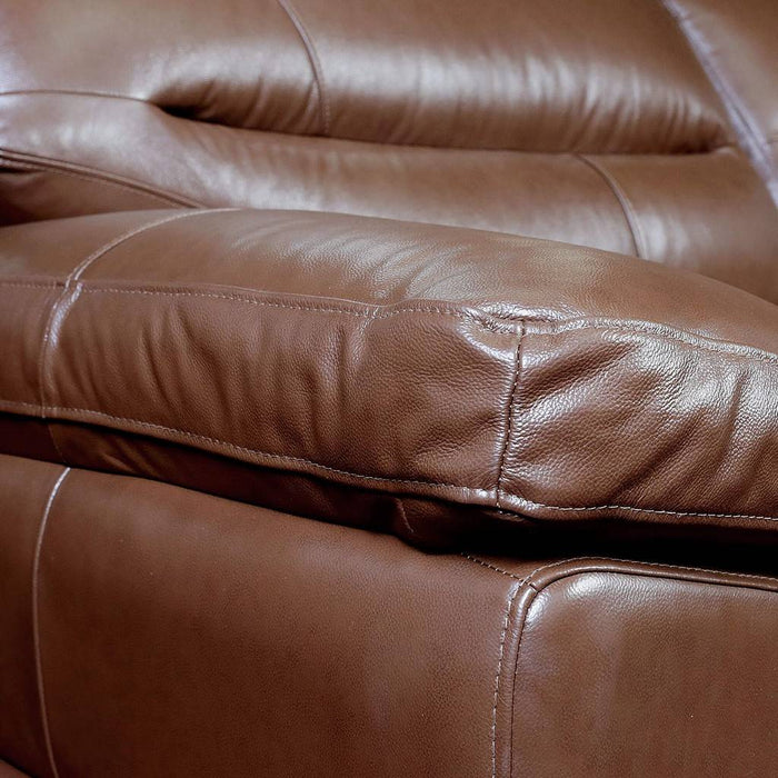 Sunset Trading Jayson 89" Wide Top Grain Leather Sofa | Chestnut Brown SU-JH86-301SP