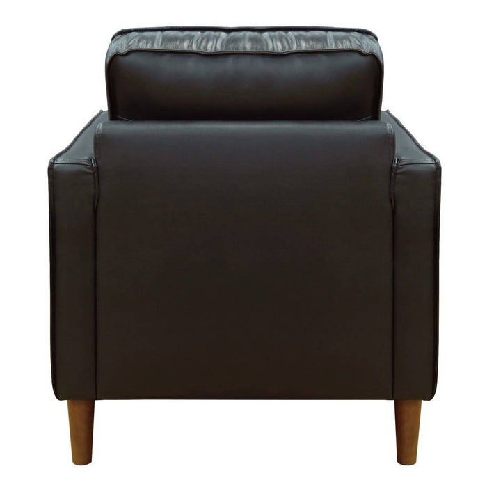 Sunset Trading Prelude 32" Wide Black Top Grain Leather Armchair | Mid Century Modern Accent Chair | Small Space Living Room Furniture SU-PR15070-80-100E