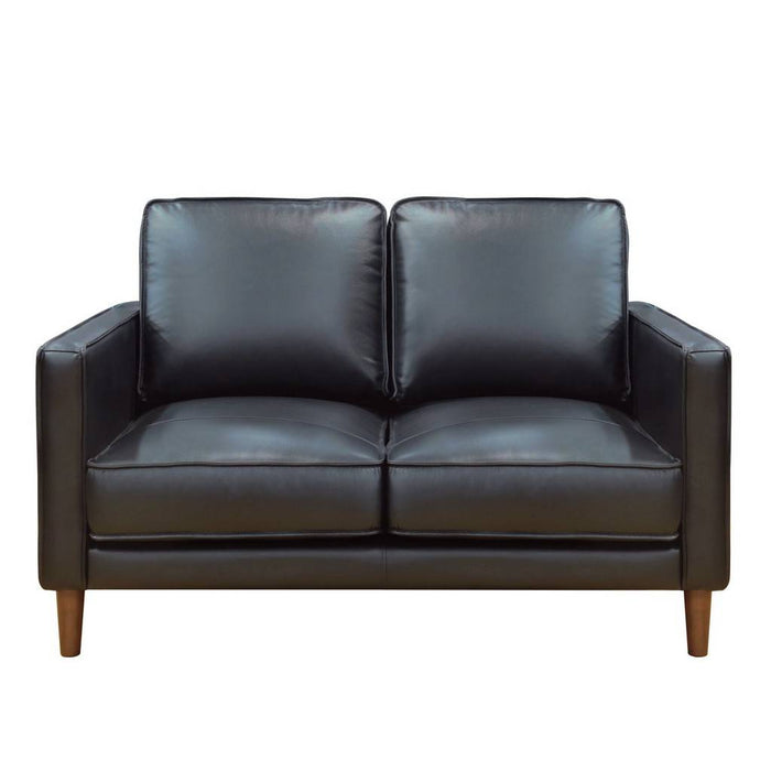 Sunset Trading Prelude 3 Piece Black Top Grain Leather Living Room Set | Mid Century Modern Sofa Loveseat and Chair SU-PR15070-80-E3P