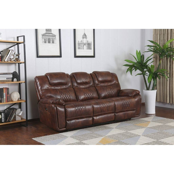 Sunset Trading Diamond Power Dual Reclining Sofa |Brown Leather Gel SU-ZY5018A003-H246