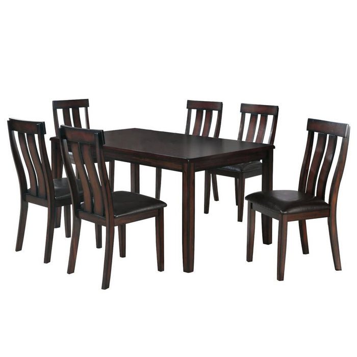 Sunset Trading Boller 7 Piece Dining Set | Rectangular Table | Solid Burnished Brown Wood | Seats 6 | Upholstered Side Chairs VH-626