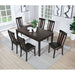 Sunset Trading Boller 7 Piece Dining Set | Rectangular Table | Solid Burnished Brown Wood | Seats 6 | Upholstered Side Chairs VH-626