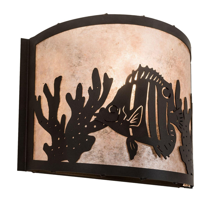Meyda 11"W Rustic Handcrafted Tropical Fish Wall Sconce