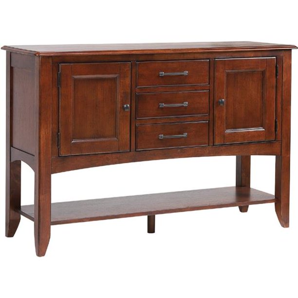 Sunset Trading Andrews Sideboard with Large Display Shelf | 3 Drawers 2 Storage Cabinets | Chestnut Brown DLU-ADW1122-SB-CT