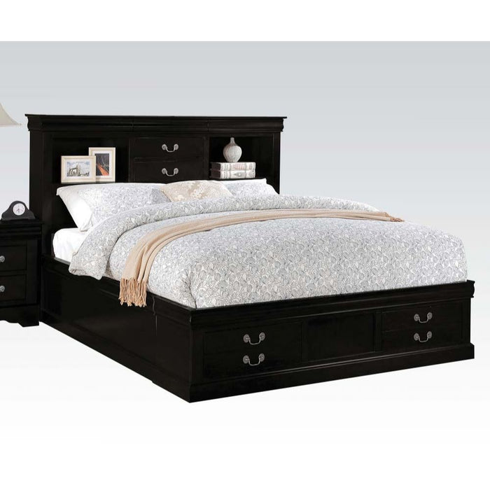 Acme Furniture Louis Philippe III Queen Bed W/Storage in Black Finish 24390Q