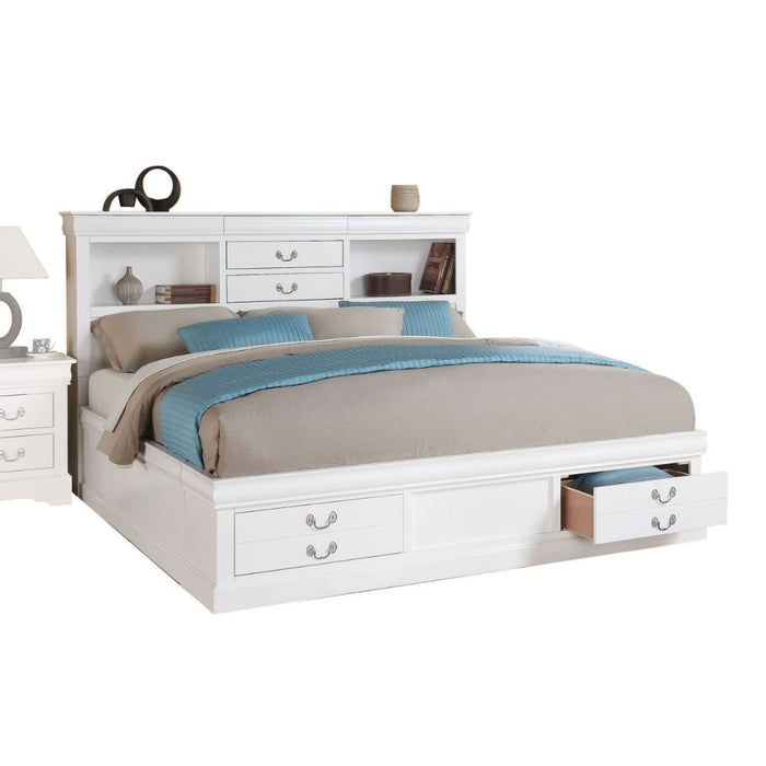 Acme Furniture Louis Philippe III Ek Bed W/Storage in White Finish 24487EK