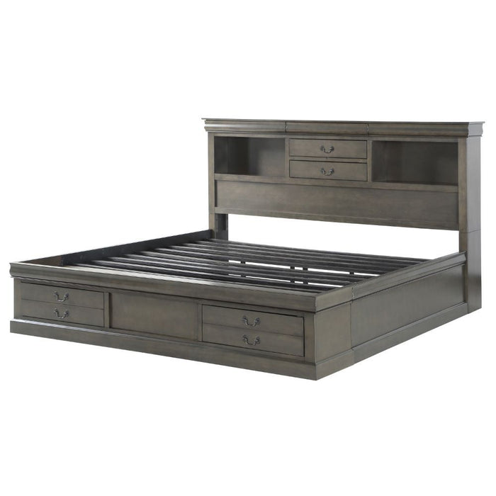 Acme Furniture Louis Philippe III Ek Bed W/Storage in Dark Gray Finish 24927EK