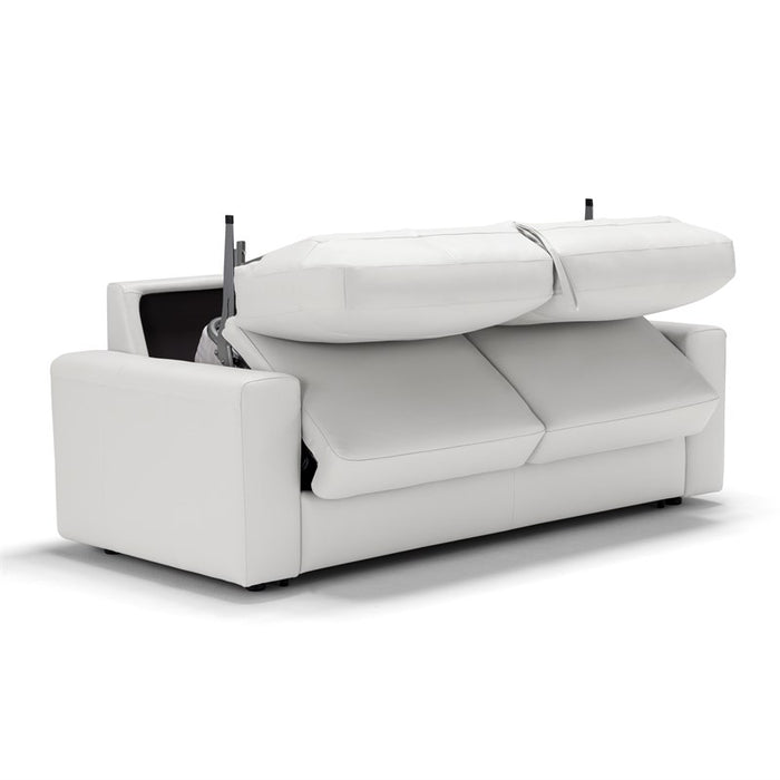 Sunset Trading Divine Leather Sofa Sleeper | White | 3 Seater Couch with Full Size Pull Out Mattress SU-D329-371L09-74
