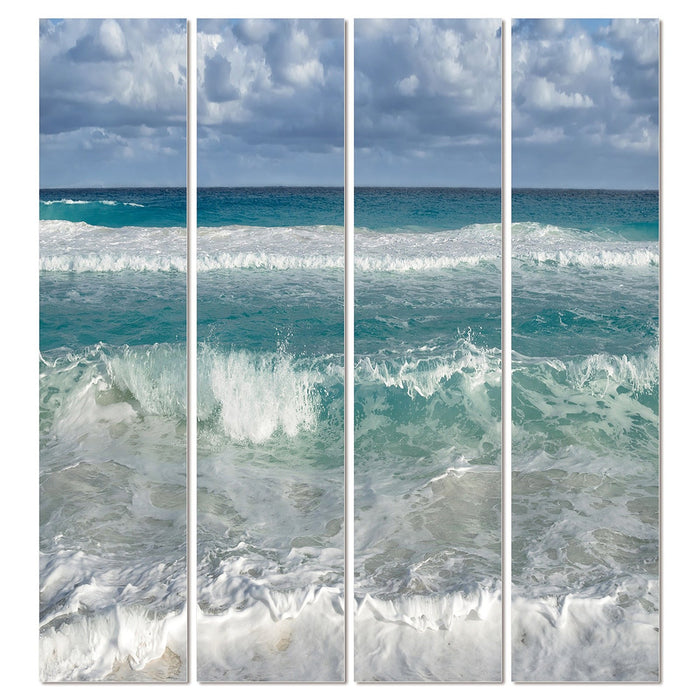 Bellini Modern Living 4 Piece acrylic picture of foams sea water and white sandy beach 64 x 72 253853101-72