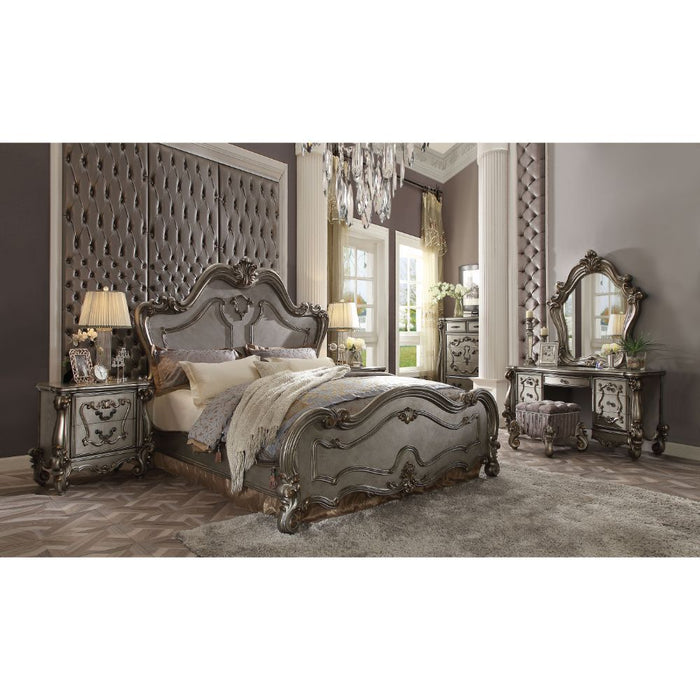 Acme Furniture Versailles Ek Bed in Antique Platinum Finish 26857EK