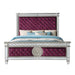 Acme Furniture Varian Ck Bed in Burgundy Velvet & Mirrored 27364CK