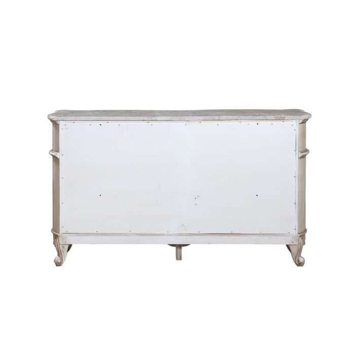Acme Furniture Gorsedd Dresser W/Marble Top in Marble Top & Golden Ivory Finish 27445