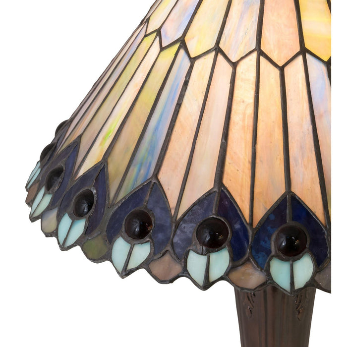 Meyda 17" High Tiffany Jeweled Peacock Accent Lamp