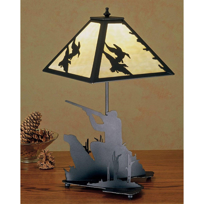 Meyda 20"H Duck Hunter W/Dog Table Lamp