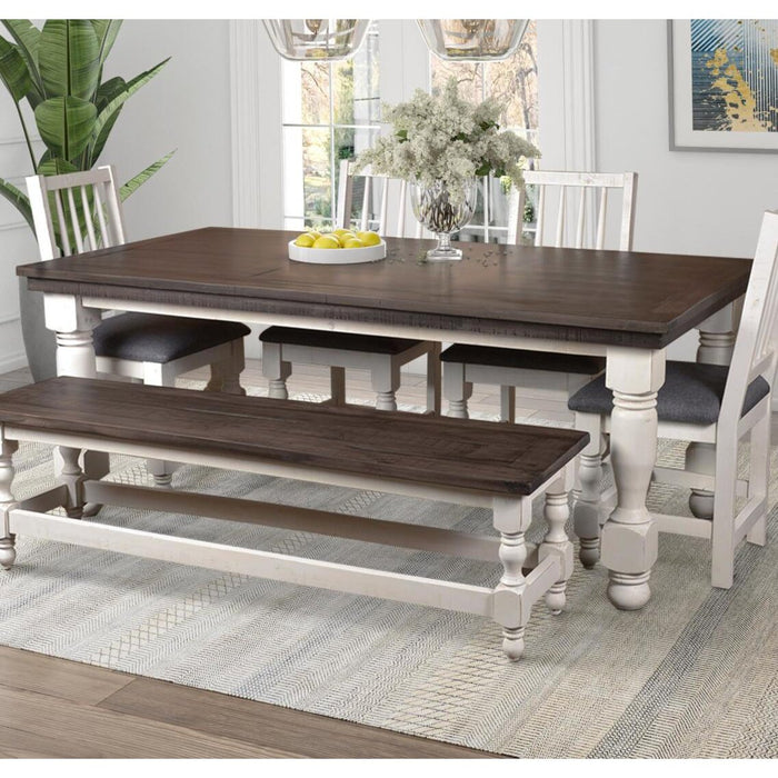 Sunset Trading Rustic French 78" Rectangular Dining Table | Distressed White and Brown Solid Wood HH-8750-078