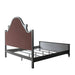 Acme Furniture House Beatrice Ck Bed in Two Tone Beige Fabric, Charcoal & Light Gray Finish 28804CK