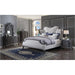Acme Furniture House Delphine Eastern King Bed - Headboard in Two Tone Ivory Fabric & Charcoal Finish 28827EK-HB
