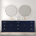 Eviva Epic 96" Transitional Vanity in Blue, Charcoal Gray, or White Finish with Brushed Nickel or Gold Hardware with White Quartz Top