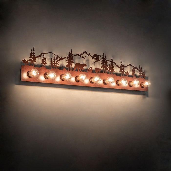 Meyda 48" Wide Bronze Bear Family 9 Light Vanity Light