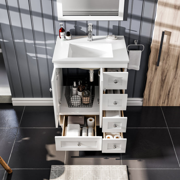 Eviva Acclaim 24" Transitional Bathroom Vanity in Gray or White Finish with White Quartz Countertop and Undermount Porcelain Sink