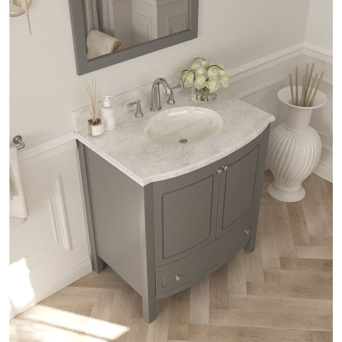 Laviva Estella 32" Grey Bathroom Vanity with White Carrara Marble Countertop 3130709-32G-WC