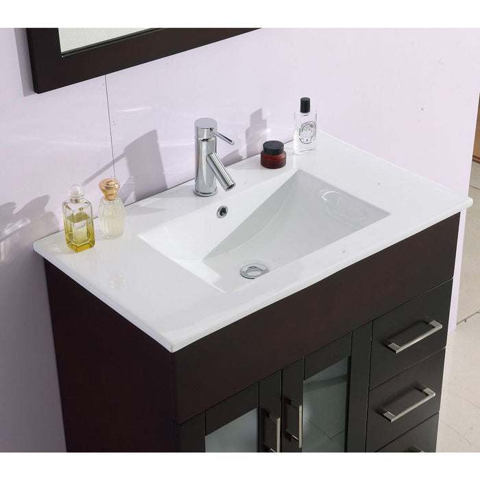 Laviva Nova 32" Brown Bathroom Vanity with White Ceramic Basin Countertop 31321529-32B-CB