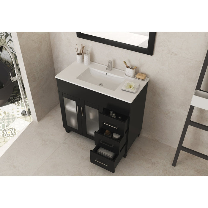 Laviva Nova 36" Espresso Bathroom Vanity with White Ceramic Basin Countertop 31321529-36E-CB