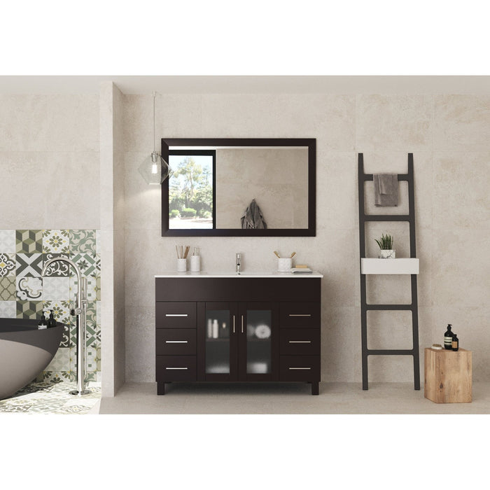 Laviva Nova 48" Brown Bathroom Vanity with White Ceramic Basin Countertop 31321529-48B-CB