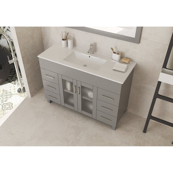 Laviva Nova 48″ Grey Bathroom Vanity with White Ceramic 48″ size