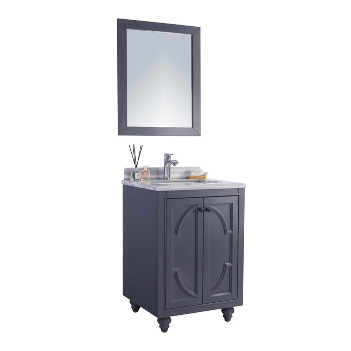 Laviva Odyssey 24" Maple Grey Bathroom Vanity with White Stripes Marble Countertop 313613-24G-WS