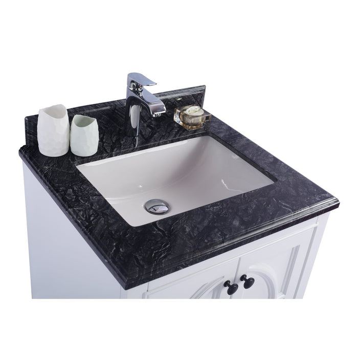 Laviva Odyssey 24" White Bathroom Vanity with Black Wood Marble Countertop 313613-24W-BW