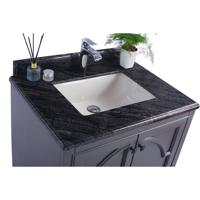 Laviva Odyssey 30" Maple Grey Bathroom Vanity with Black Wood Marble Countertop 313613-30G-BW