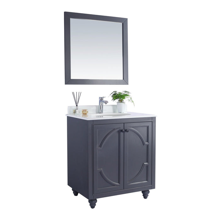 Laviva Odyssey 30" Maple Grey Bathroom Vanity with Pure White Phoenix Stone Countertop 313613-30G-PW