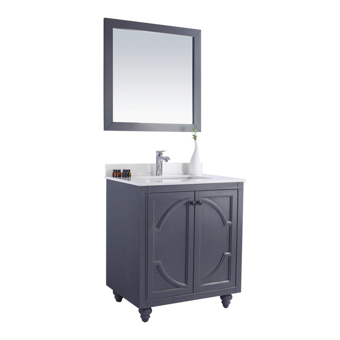 Laviva Odyssey 30" Maple Grey Bathroom Vanity with White Quartz Countertop 313613-30G-WQ