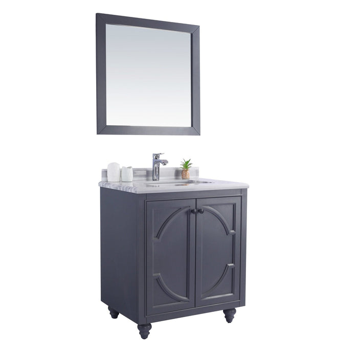 Laviva Odyssey 30" Maple Grey Bathroom Vanity with White Stripes Marble Countertop 313613-30G-WS