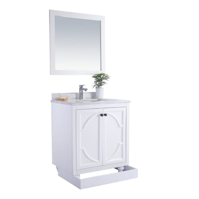 Laviva Odyssey 30" White Bathroom Vanity with Black Wood Marble Countertop 313613-30W-BW