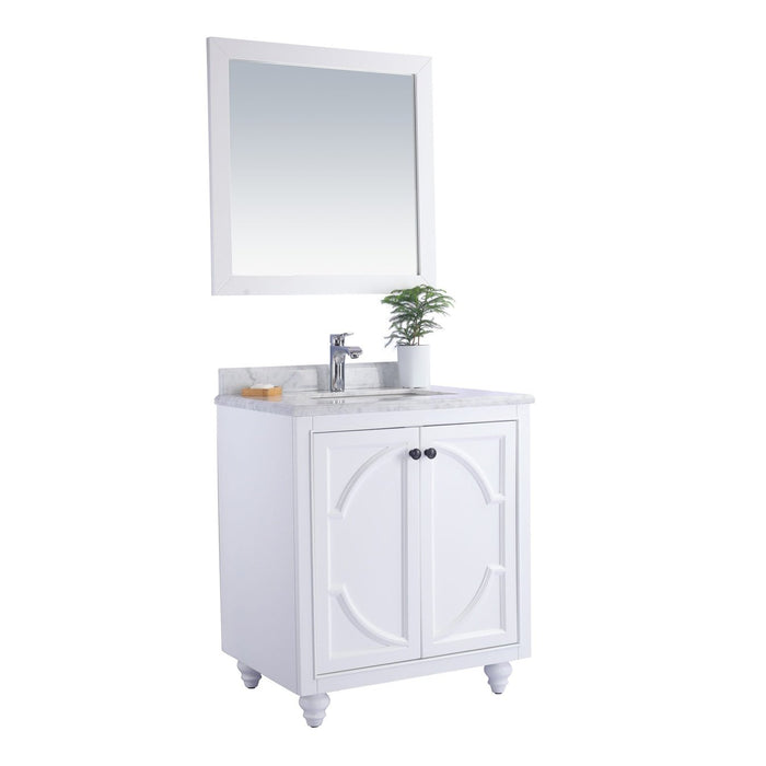 Laviva Odyssey 30" White Bathroom Vanity with White Carrara Marble Countertop 313613-30W-WC
